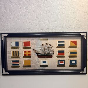 Nautical Wall Art - 1869 Cutty Sark Clipper Ship & Flag Display -19.5 " x 10"